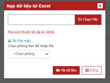 Hộp Nạp dữ liệu từ Excel trong nguồn web v1.9, không có dữ liệu cá nhân. Giới hạn trong ảnh là giới hạn phiên bản nguồn, không phải cam kết của bản hiện tại.
