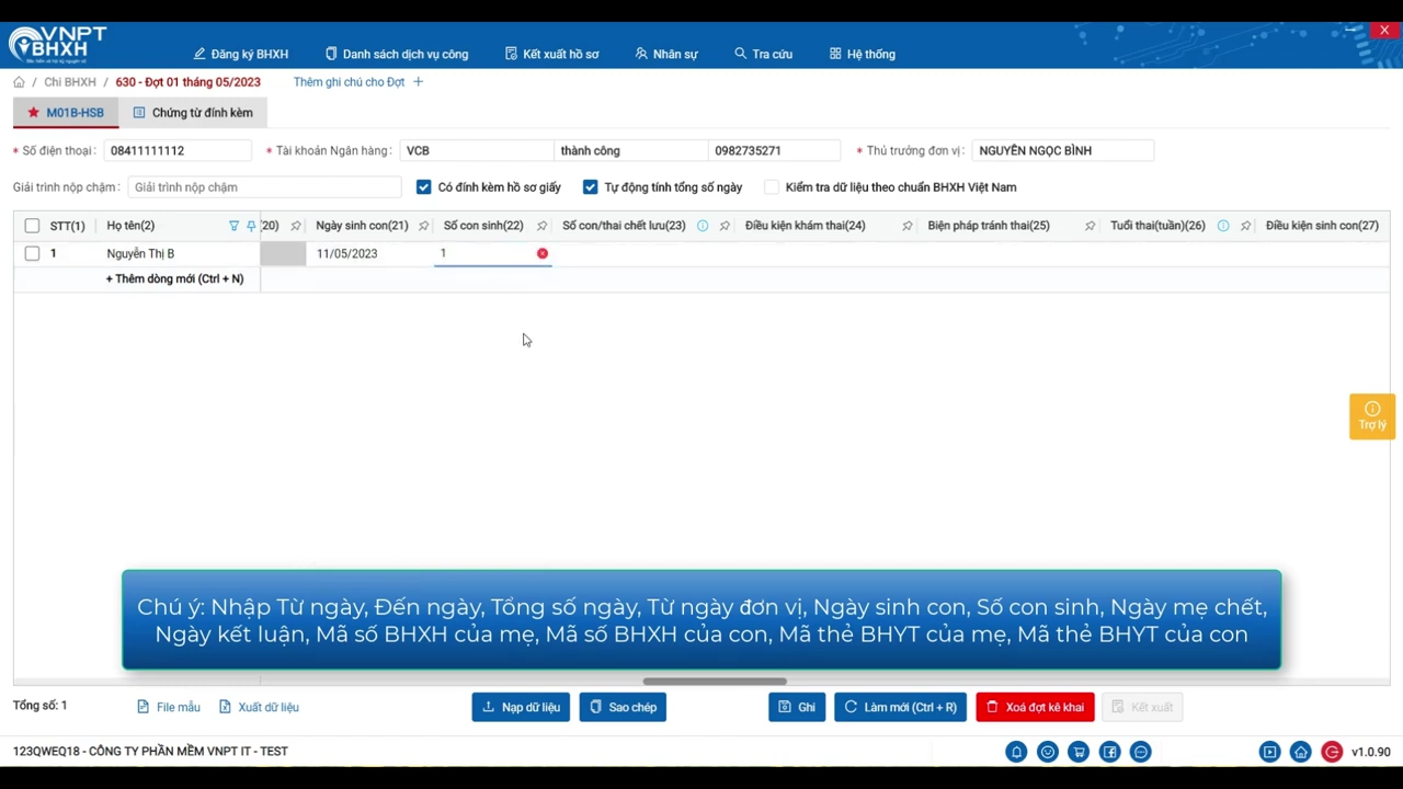 VNPT BHXH 630: Mẹ chết sau sinh