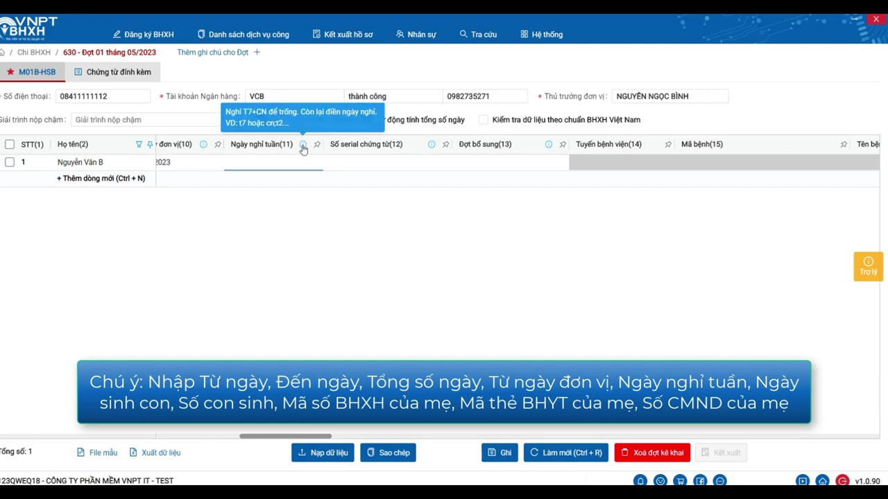 VNPT BHXH 630: Nam nghỉ việc khi vợ sinh