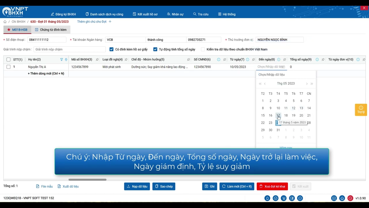 VNPT BHXH 630: Suy giảm khả năng lao động từ 51%